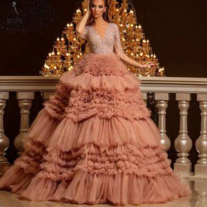 Custom Made Extra Puffy Tulle Prom Women Ball Gown Evening Gown Party Dress